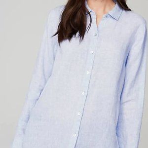 JJill women's tall Linen Button-Front Shirt - delicate blue